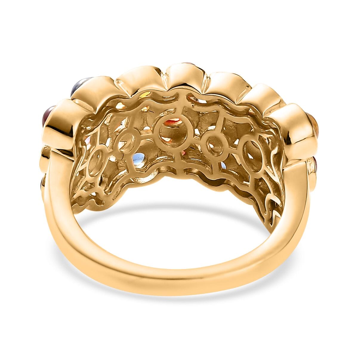 Premium Multi Sapphire Bubble Band Ring in Vermeil Yellow Gold Over Sterling Silver (Size 7.0) 2.35 ctw image number 4