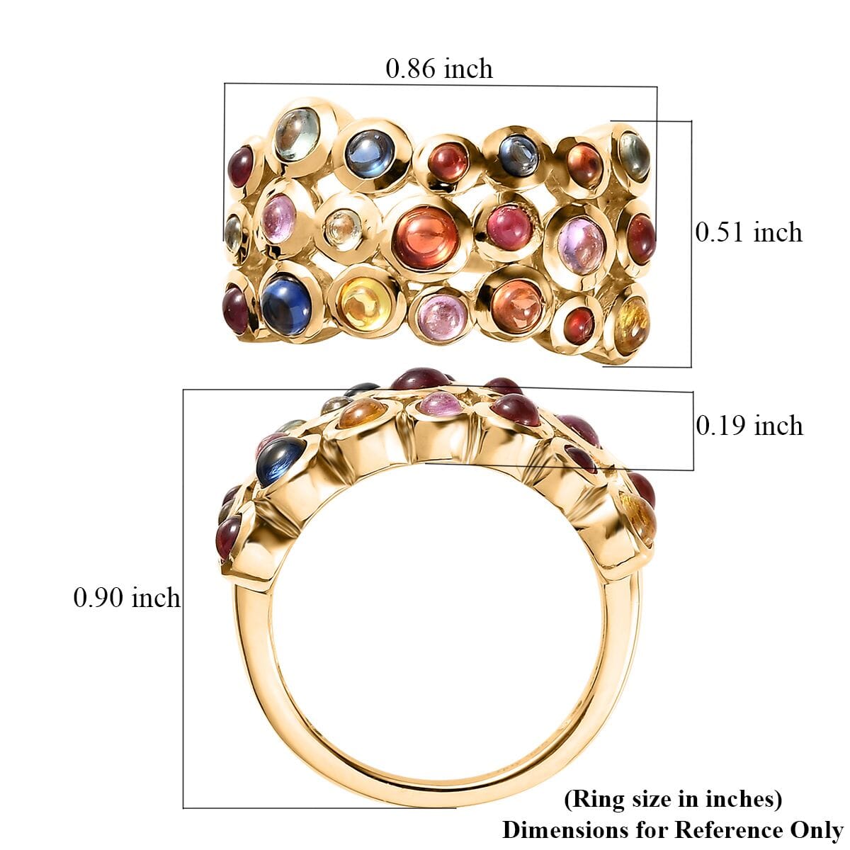 Premium Multi Sapphire Bubble Band Ring in Vermeil Yellow Gold Over Sterling Silver (Size 7.0) 2.35 ctw image number 5