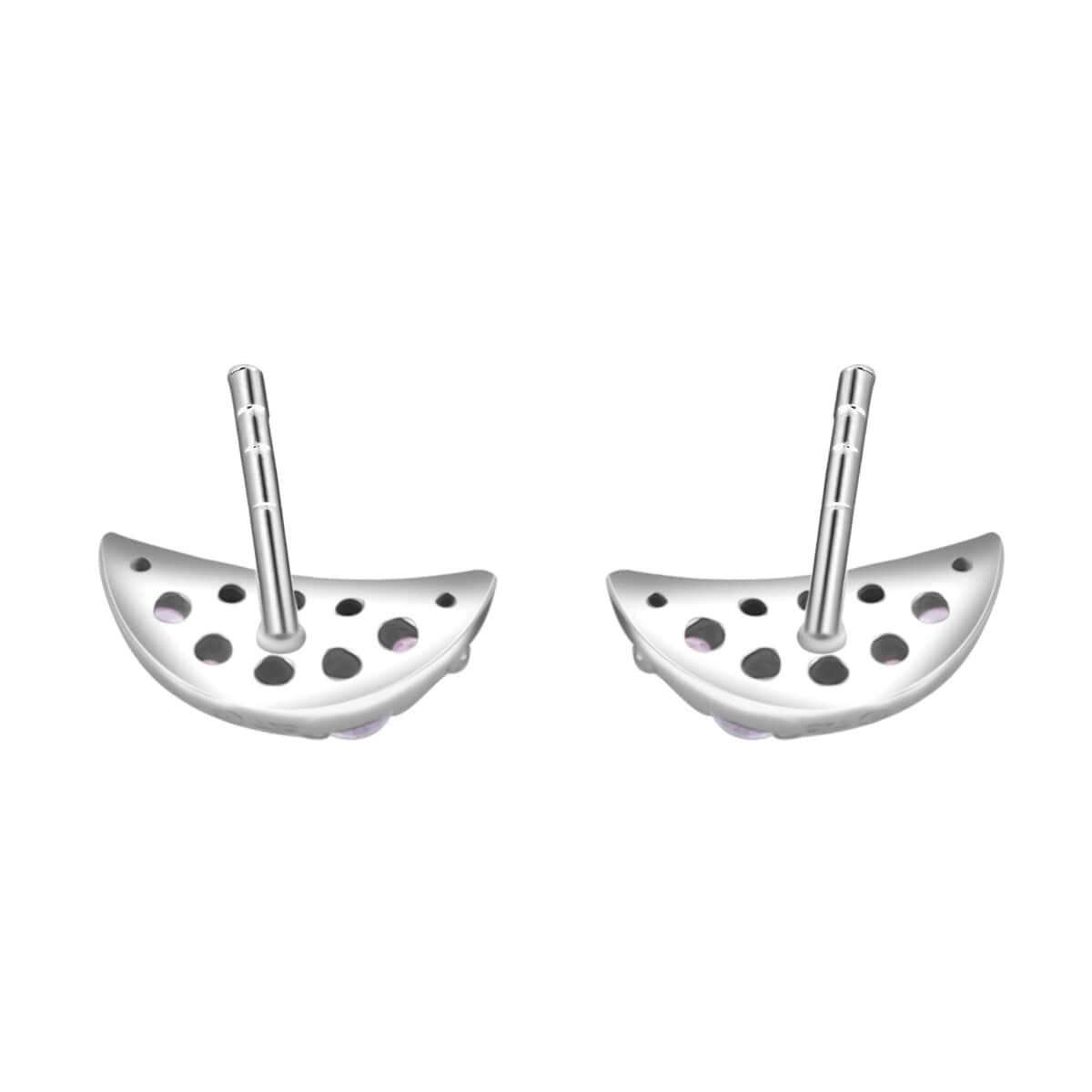 Lustro Stella Finest CZ Half Moon Stud Earrings in Rhodium Over Sterling Silver image number 4