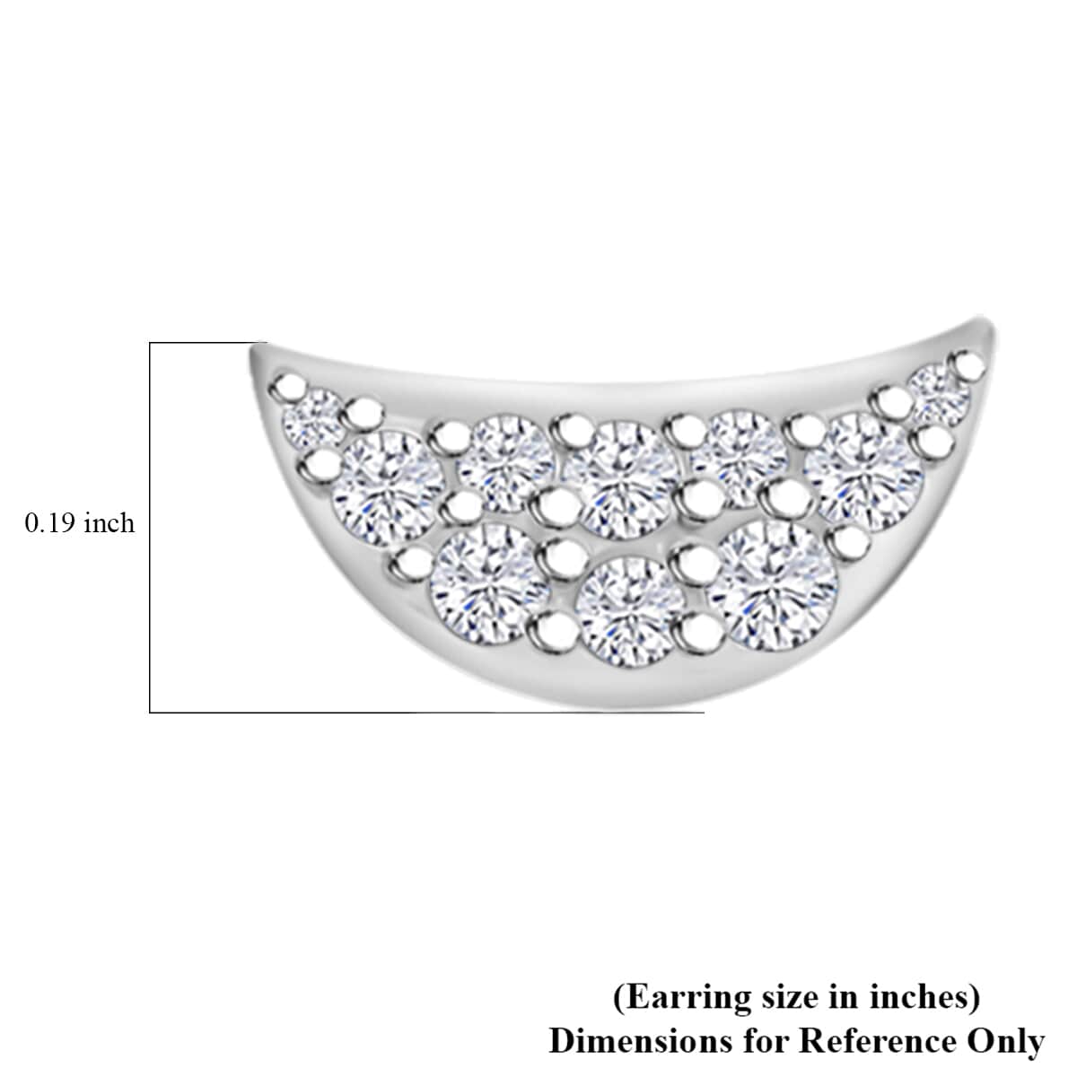 Lustro Stella Finest CZ Half Moon Stud Earrings in Rhodium Over Sterling Silver image number 5