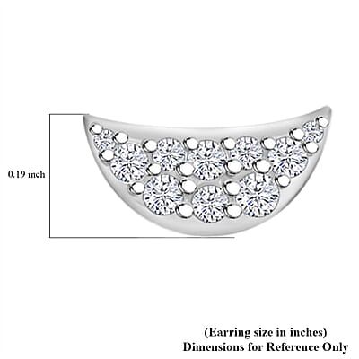 Lustro Stella Finest CZ Half Moon Stud Earrings in Rhodium Over Sterling Silver