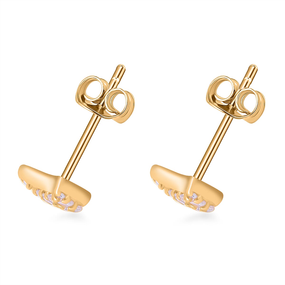 Lustro Stella Finest CZ Half Moon Stud Earrings in 14K Yellow Gold Over Sterling Silver image number 3