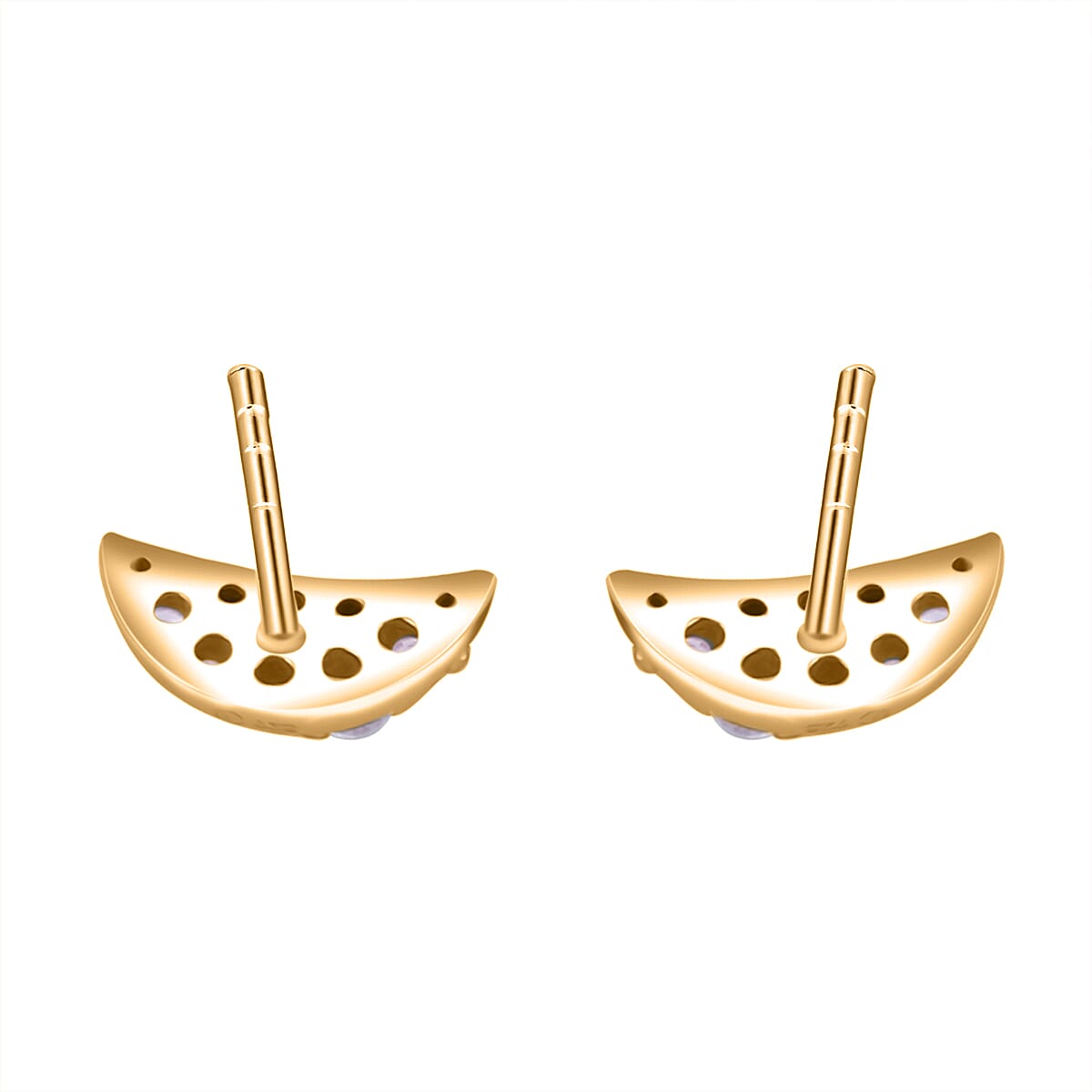 Lustro Stella Finest CZ Half Moon Stud Earrings in 14K Yellow Gold Over Sterling Silver image number 4