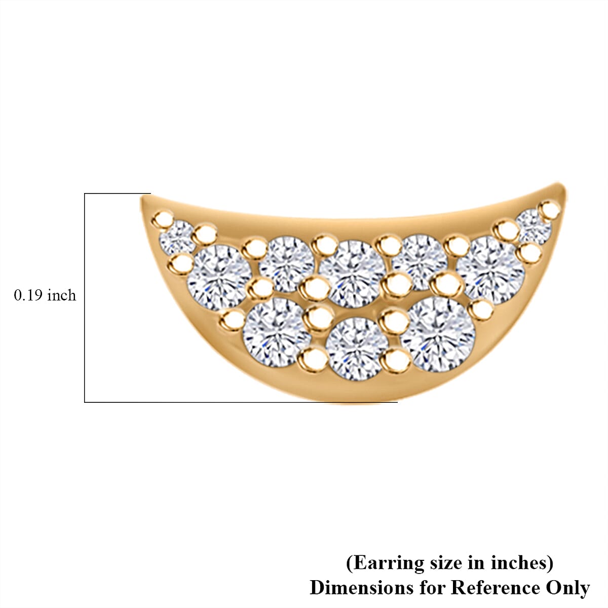 Lustro Stella Finest CZ Half Moon Stud Earrings in 14K Yellow Gold Over Sterling Silver image number 5