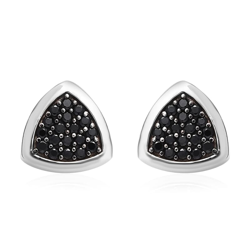 Thai Black Spinel Stud Earrings in Platinum Over Sterling Silver 0.75 ctw