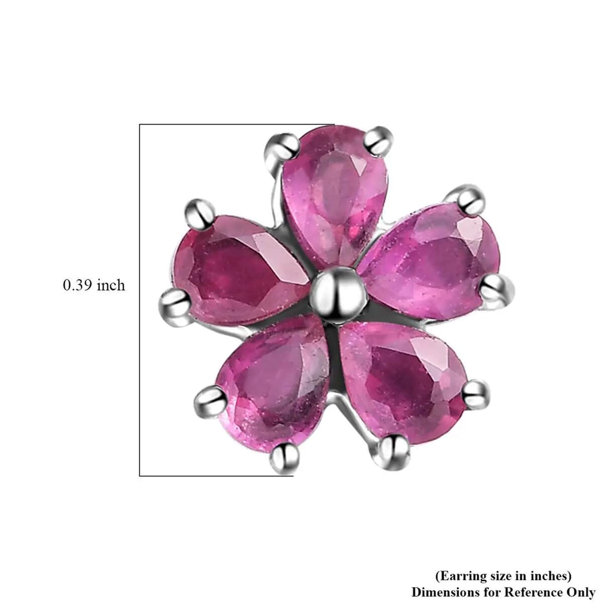 Niassa Ruby (FF) Floral Stud Earrings in Stainless Steel 2.00 ctw image number 6
