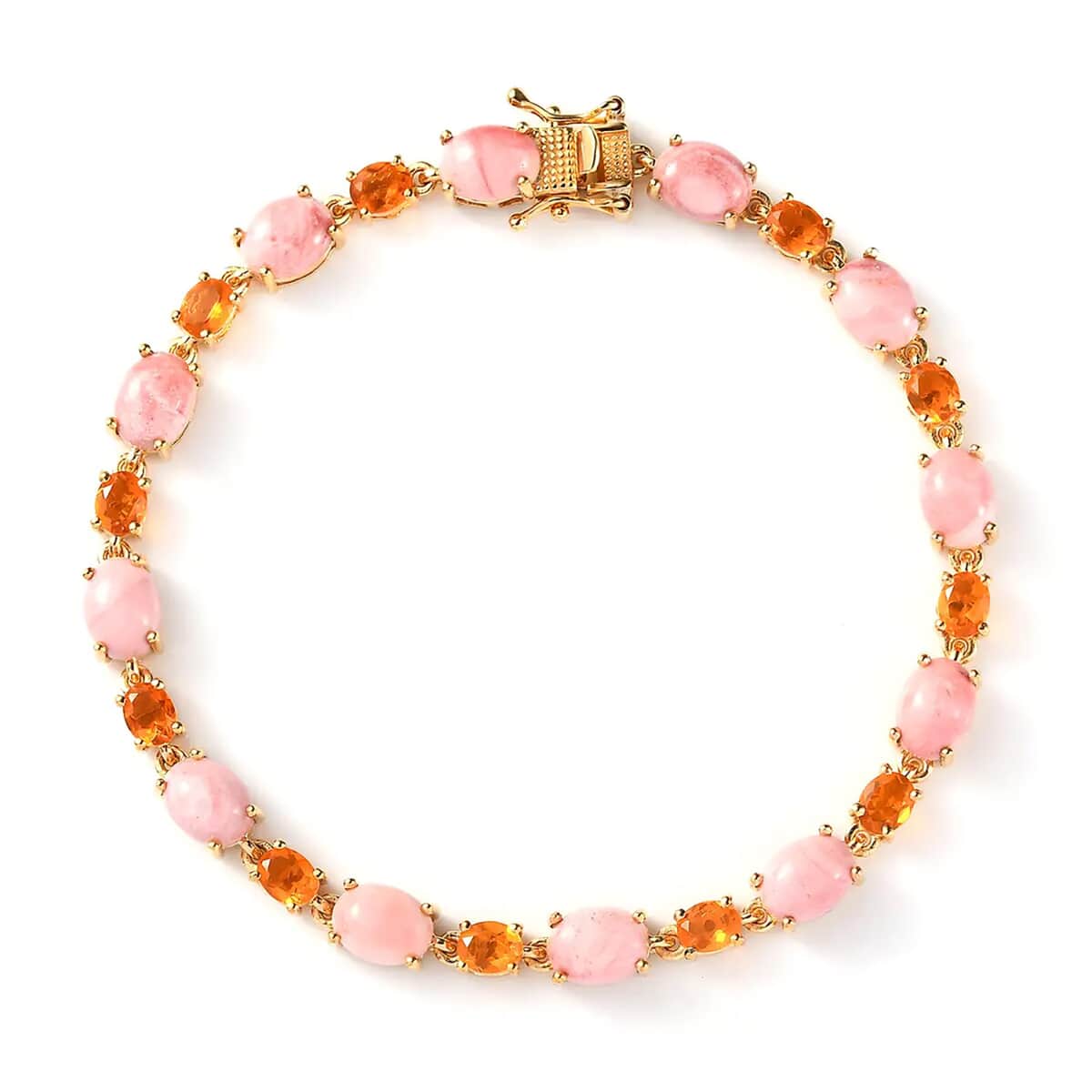 Premium Oregon Sunrise Peach Opal and Salamanca Fire Opal 15.40 ctw Bracelet in Vermeil Yellow Gold Over Sterling Silver (7.25 In) image number 0