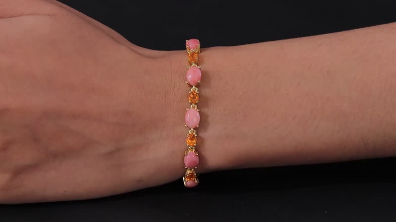 Premium Oregon Sunrise Peach Opal, Salamanca Fire Opal Bracelet in Vermeil YG Over Sterling Silver (7.25 In) 15.40 ctw