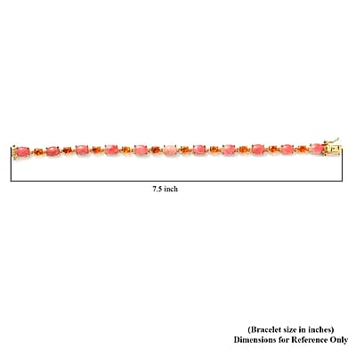 Premium Oregon Sunrise Peach Opal and Salamanca Fire Opal 15.40 ctw Bracelet in Vermeil Yellow Gold Over Sterling Silver (7.25 In)