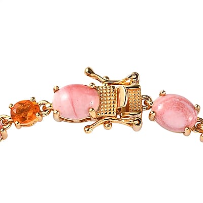 Premium Oregon Sunrise Peach Opal and Salamanca Fire Opal 15.40 ctw Bracelet in Vermeil Yellow Gold Over Sterling Silver (7.25 In)