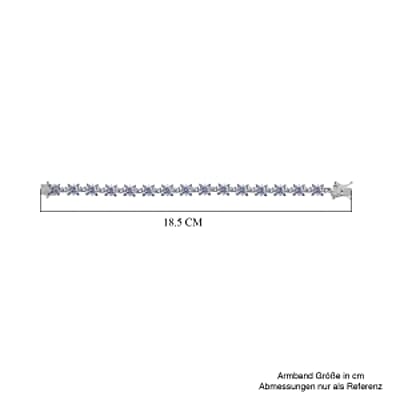 Tanzanite and White Zircon 10.20 ctw Cluster Bracelet in Rhodium Over Sterling Silver (7 In) (14.23 g)