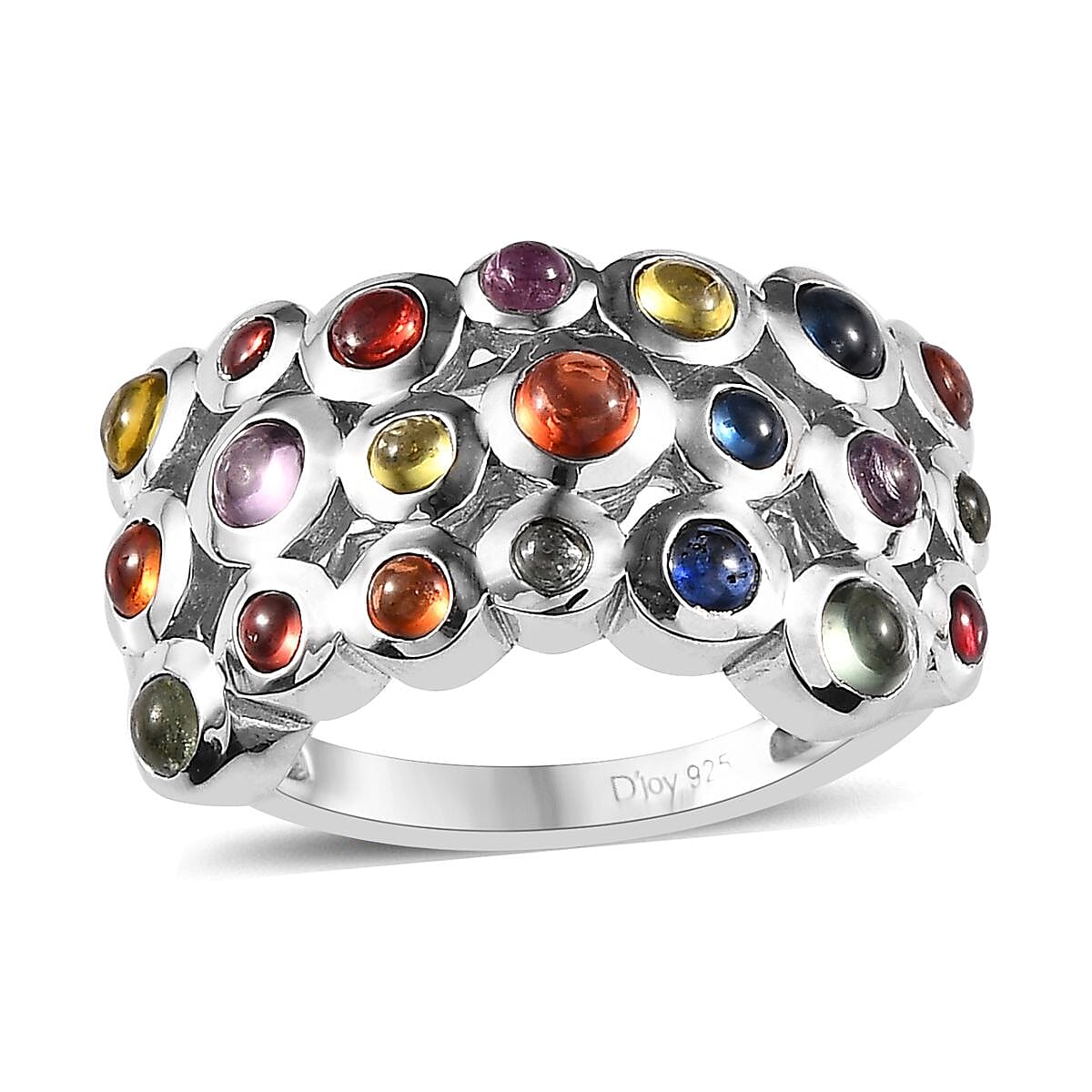 Buy Premium Multi Sapphire Multi Row Bubble Ring in Platinum Over ...