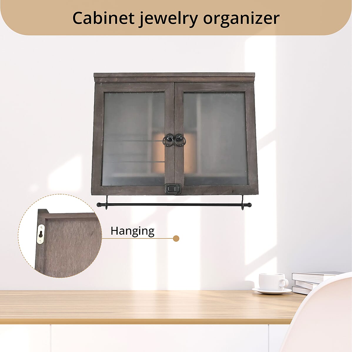 Cabinet Jewelry Organizer -Dark Brown image number 1
