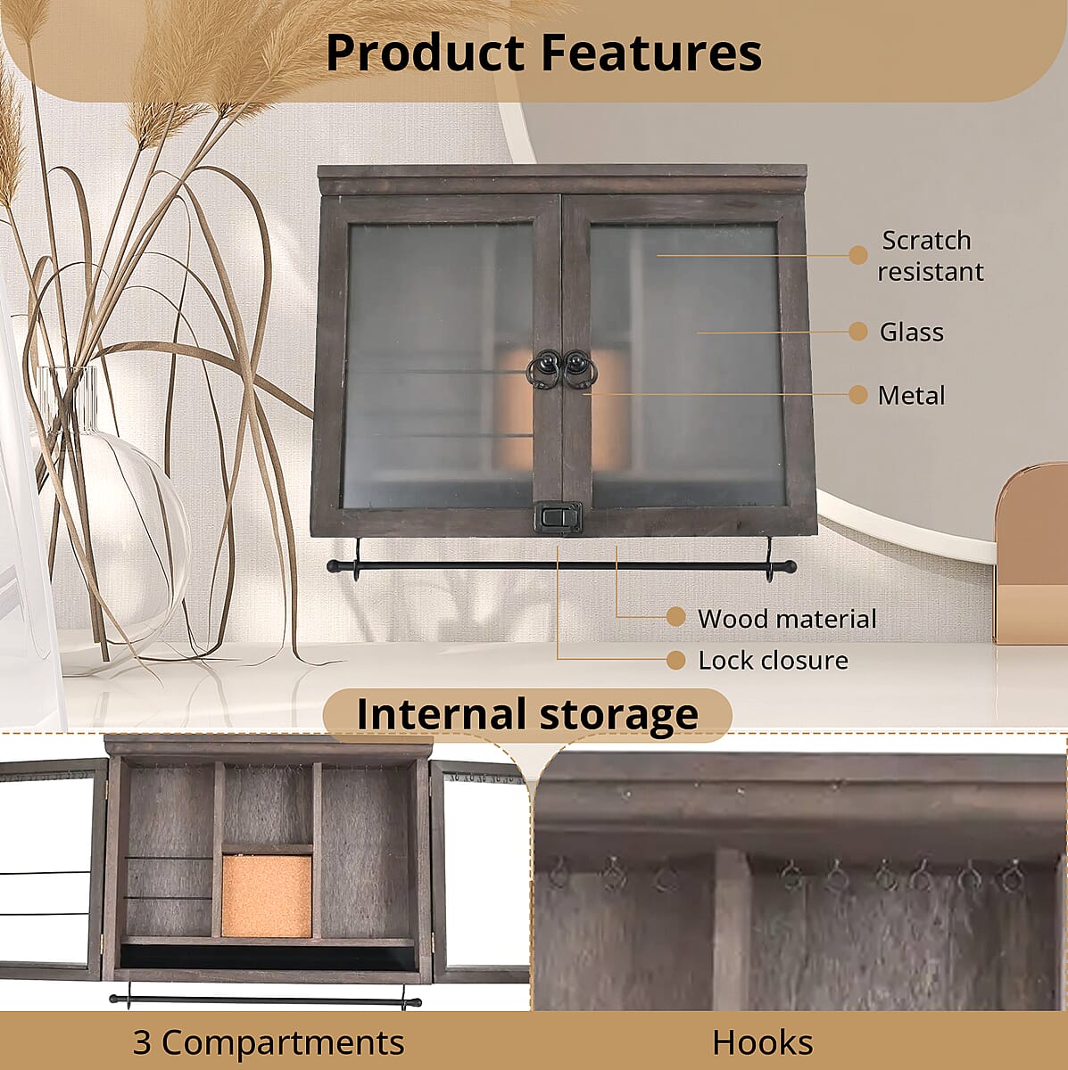 Cabinet Jewelry Organizer -Dark Brown image number 2