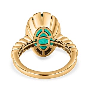 Emeraldine Triplet Quartz 6.41 ctw Ring in Vermeil Yellow Gold Over Sterling Silver (Size 11.5)