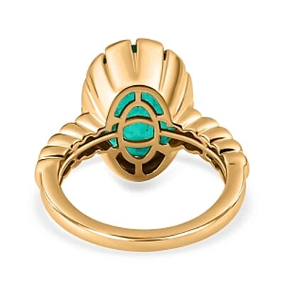 Emeraldine Triplet Quartz 6.41 ctw Ring in Vermeil Yellow Gold Over Sterling Silver (Size 11.5)