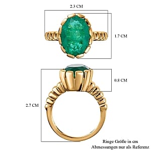 Emeraldine Triplet Quartz 6.41 ctw Ring in Vermeil Yellow Gold Over Sterling Silver (Size 11.5)
