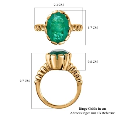 Emeraldine Triplet Quartz 6.41 ctw Ring in Vermeil Yellow Gold Over Sterling Silver (Size 11.5)