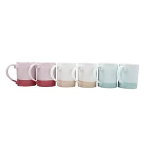 6pcs Ceramic Mug -Red, Blue Beige