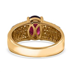 Orissa Rhodolite Garnet and White Zircon 2.91 ctw Ring in 14K YG Over Sterling Silver (Size 8)