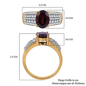 Orissa Rhodolite Garnet and White Zircon 2.91 ctw Ring in 14K YG Over Sterling Silver (Size 8)