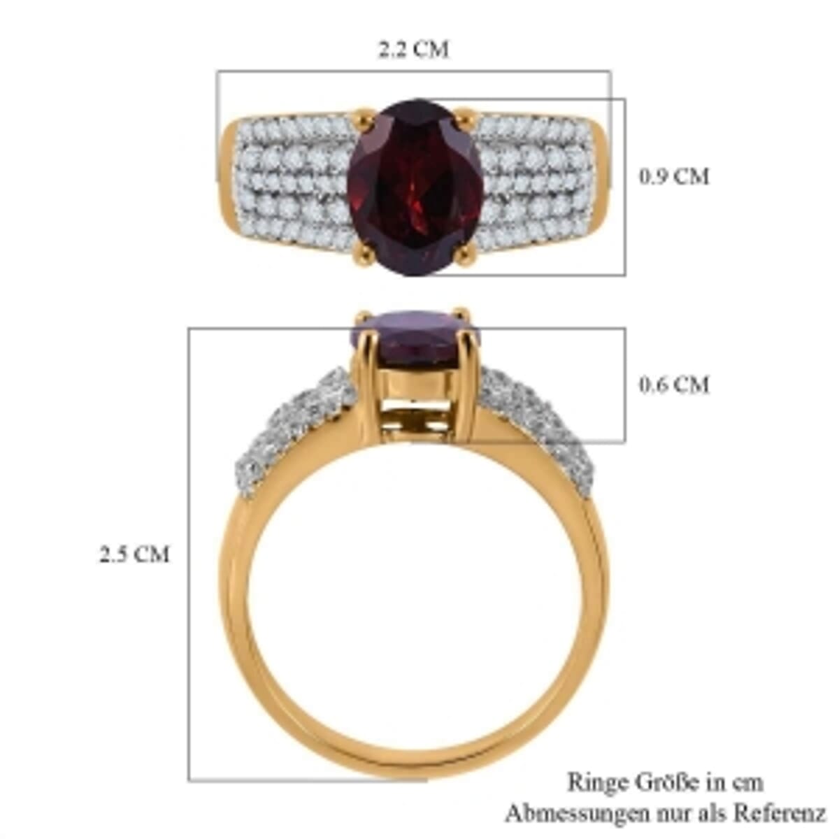 Orissa Rhodolite Garnet and White Zircon 2.91 ctw Ring in 14K YG Over Sterling Silver (Size 8) image number 4
