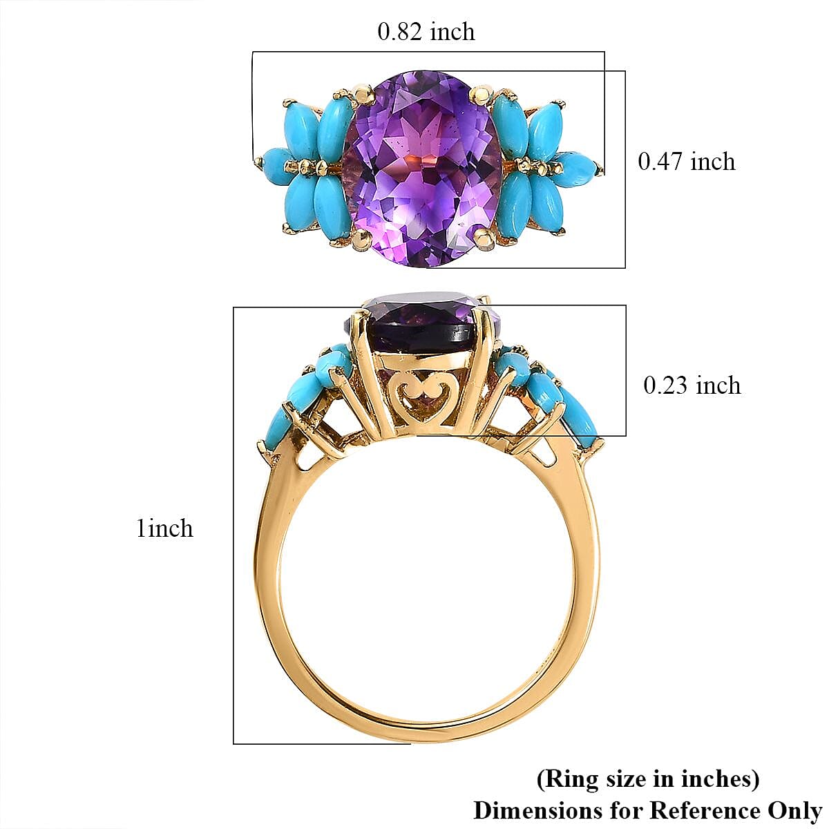 Premium Mashamba Amethyst and Sleeping Beauty Turquoise Ring in Vermeil Yellow Gold Over Sterling Silver (Size 10.0) 4.25 ctw image number 5