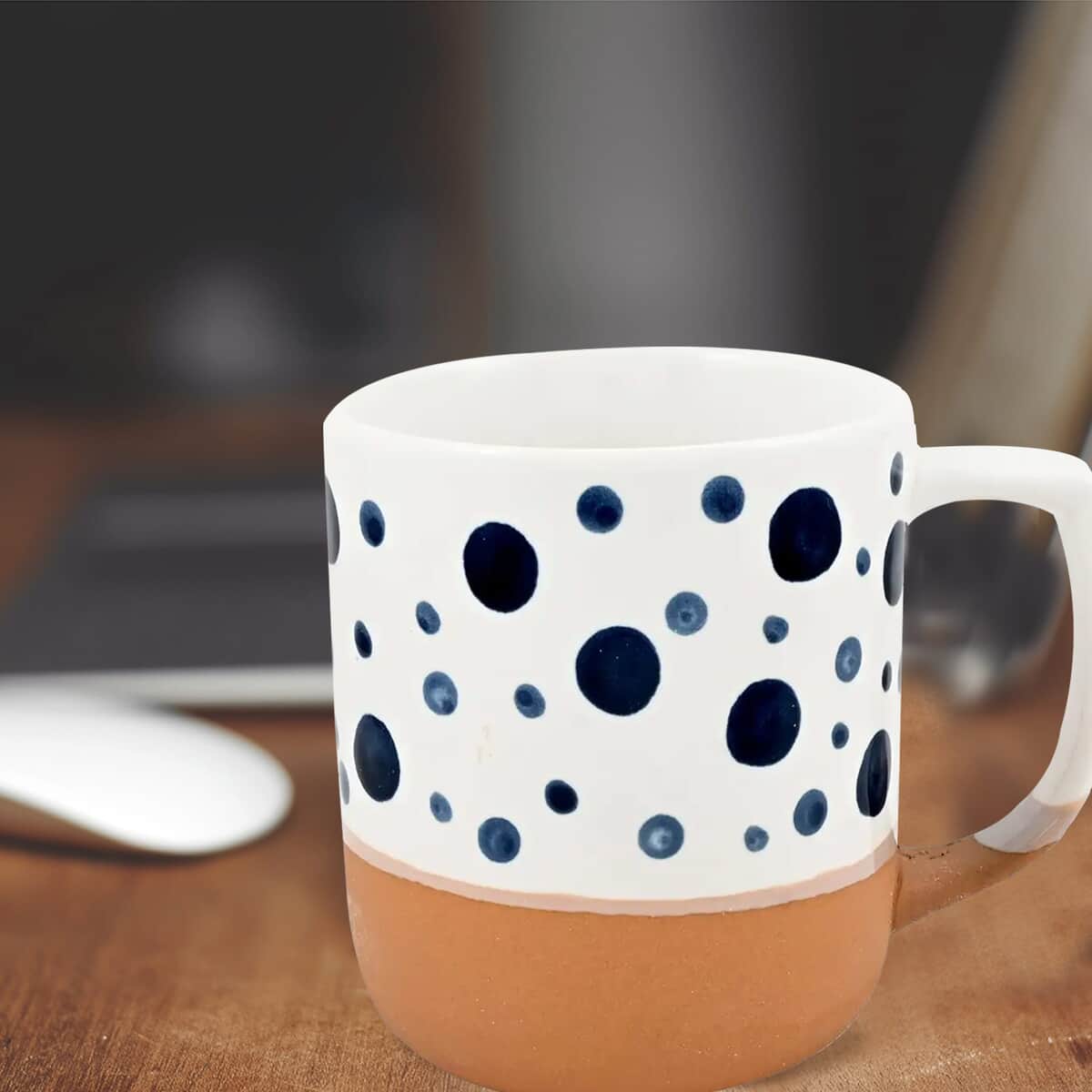 6pcs Blue Dots Ceramic Mug - Brown image number 1