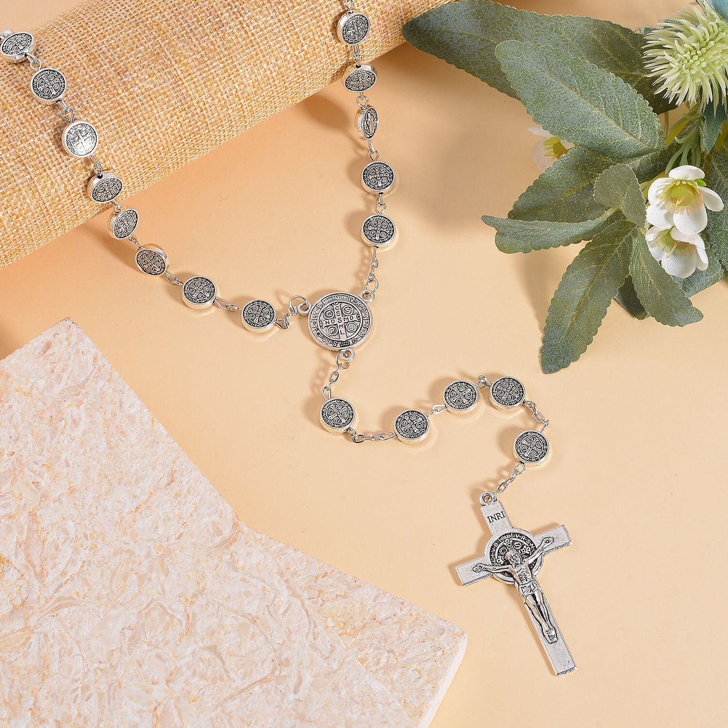 Cross Pendant Necklace 36 Inches in Silvertone