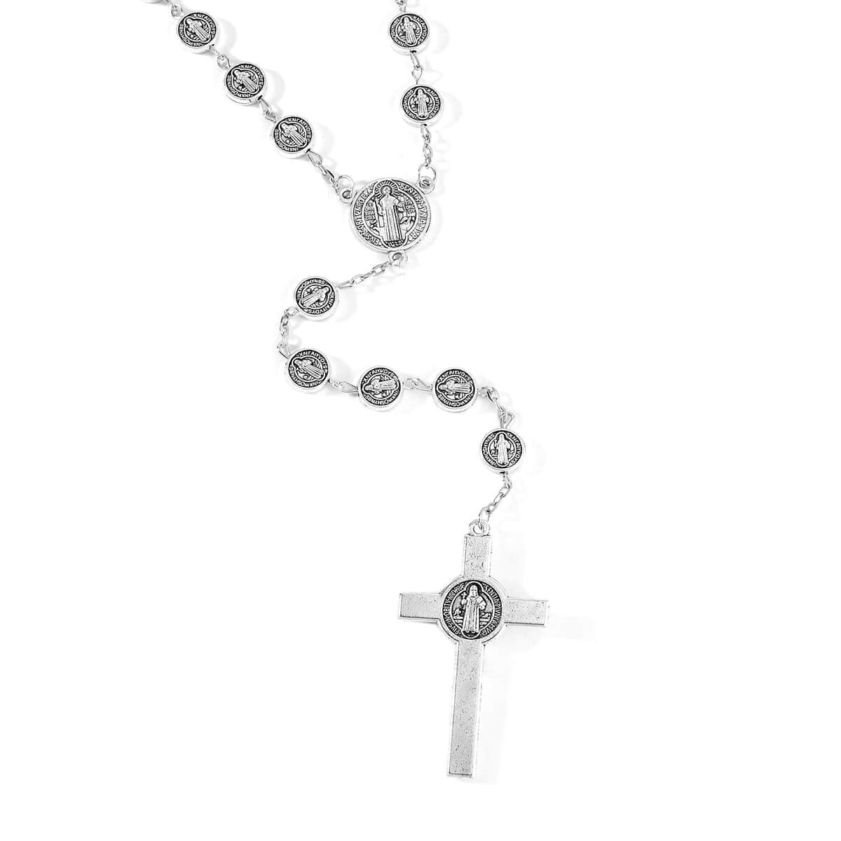 Cross Pendant Necklace 36 Inches in Silvertone image number 2