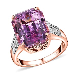 Certified and Appraised Iliana 18K Rose Gold AAA Patroke Kunzite and G-H SI Diamond Ring (Size 8.0) 5.60 Grams 12.75 ctw