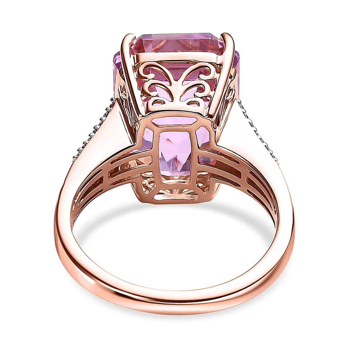 Certified and Appraised Iliana 18K Rose Gold AAA Patroke Kunzite and G-H SI Diamond Ring (Size 8.0) 5.60 Grams 12.75 ctw image number 4