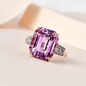 Certified and Appraised Iliana 18K Rose Gold AAA Patroke Kunzite and G-H SI Diamond Ring (Size 9.0) 5.60 Grams 12.75 ctw