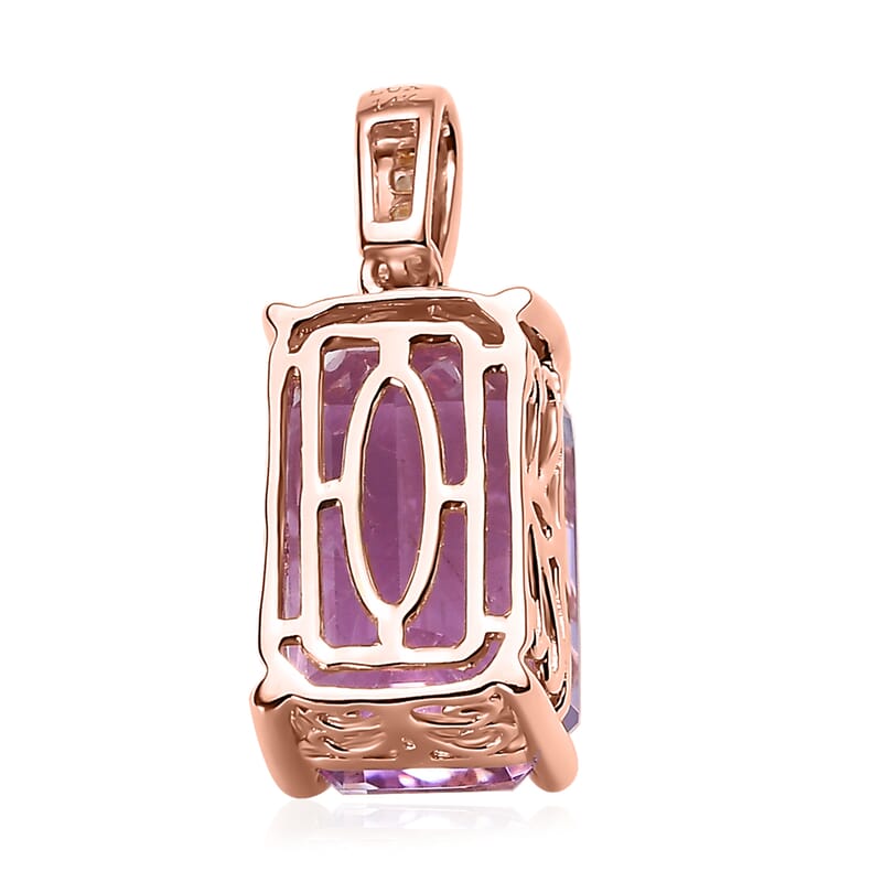 Luxoro 14K Rose Gold AAA Patroke Kunzite and G-H I3 Diamond Pendant 9.85 ctw