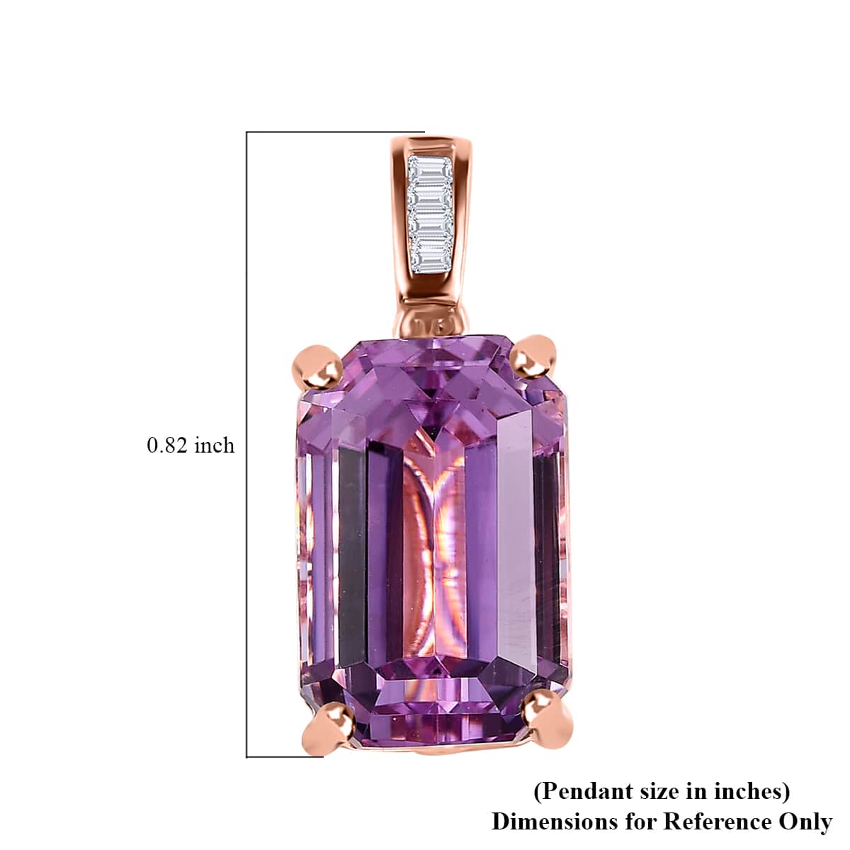 Luxoro 14K Rose Gold AAA Patroke Kunzite and G-H I3 Diamond Pendant 9.85 ctw image number 5