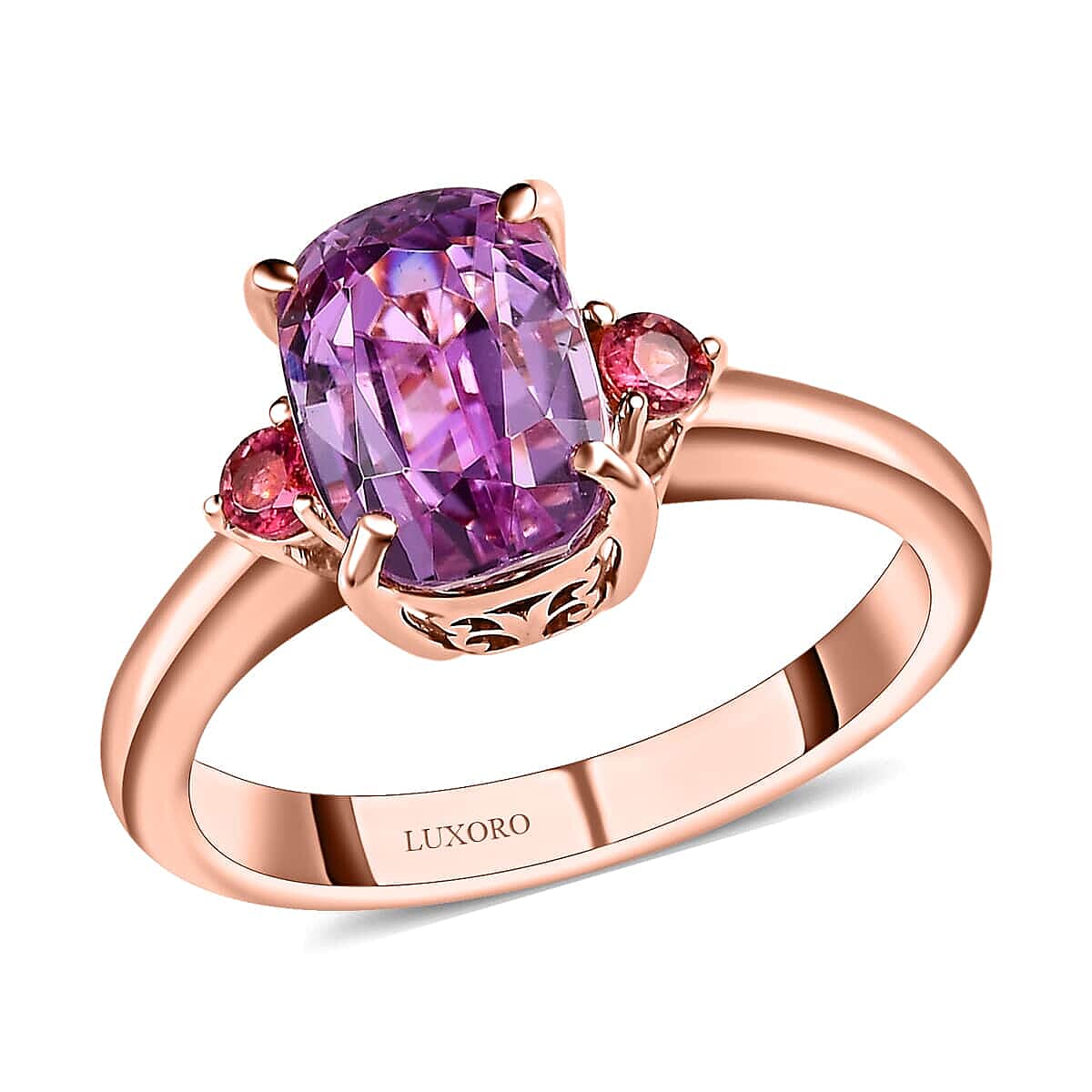 Luxoro 10K Rose Gold AAA Patroke Kunzite and Natural Calabar Pink Tourmaline 3.40 ctw Ring (Size 7.0) image number 0