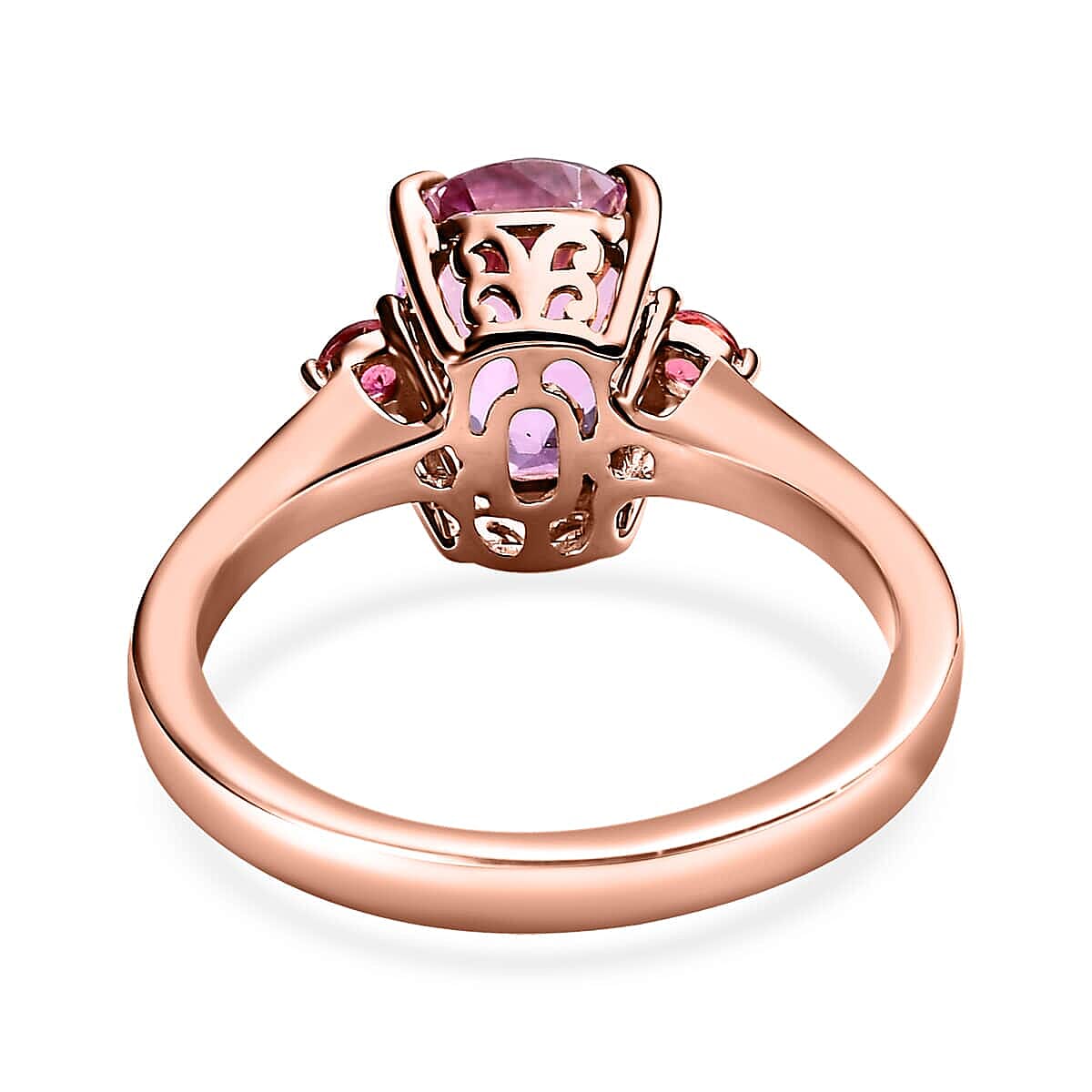Luxoro 10K Rose Gold AAA Patroke Kunzite and Natural Calabar Pink Tourmaline 3.40 ctw Ring (Size 7.0)