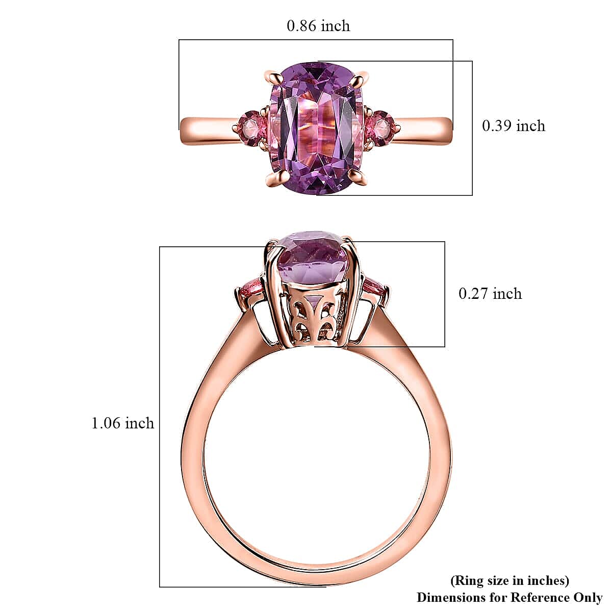 Luxoro 10K Rose Gold AAA Patroke Kunzite and Natural Calabar Pink Tourmaline 3.40 ctw Ring (Size 7.0)