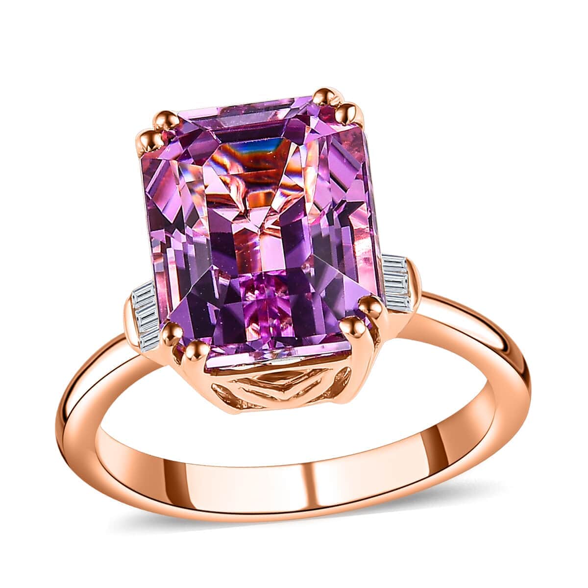 Luxoro 14K Rose Gold AAA Patroke Kunzite, Diamond (G-H, I1) Ring (Size 6.0) (4.70 g) 6.35 ctw image number 0