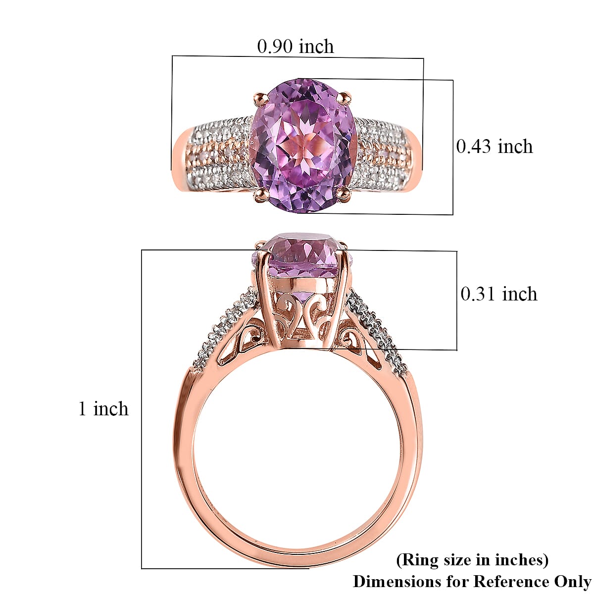 AAA Patroke Kunzite, Natural Pink and White Diamond Ring in Vermeil Rose Gold Over Sterling Silver (Size 10.0) 3.85 ctw
