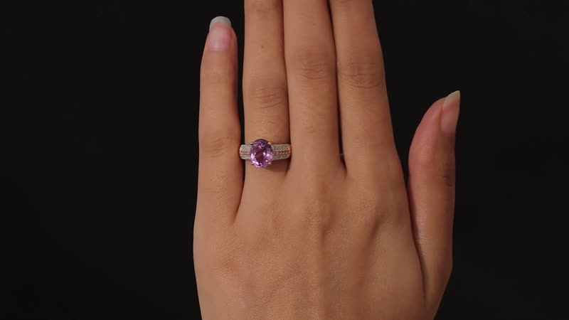 AAA Patroke Kunzite, Natural Pink and White Diamond Ring in Vermeil Rose Gold Over Sterling Silver 3.85 ctw