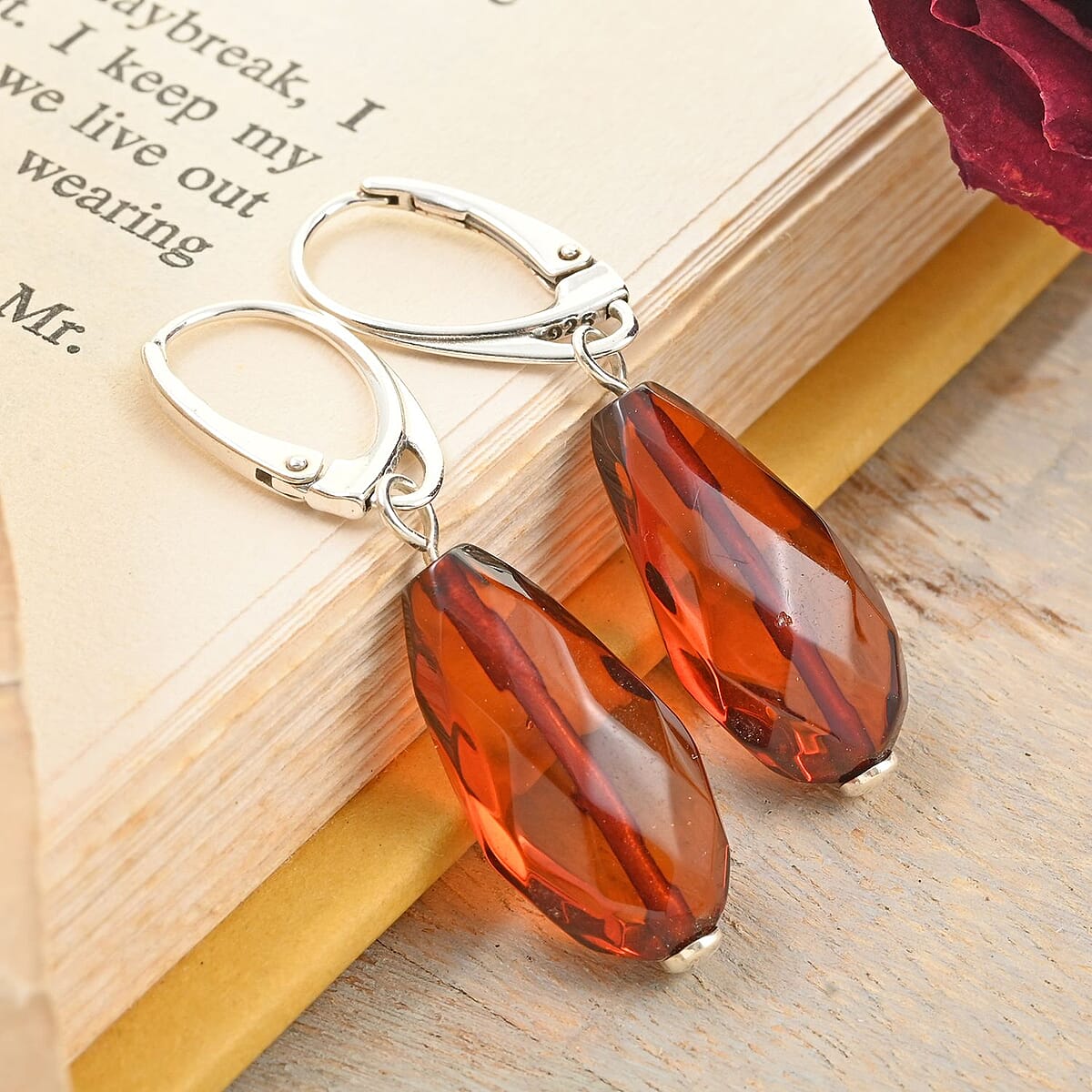 Baltic Amber Earrings in Sterling Silver image number 1