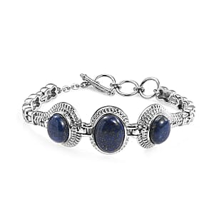 Lapis Lazuli 22.25 ctw Toggle Clasp Bracelet in Stainless Stee (7.00 In) 