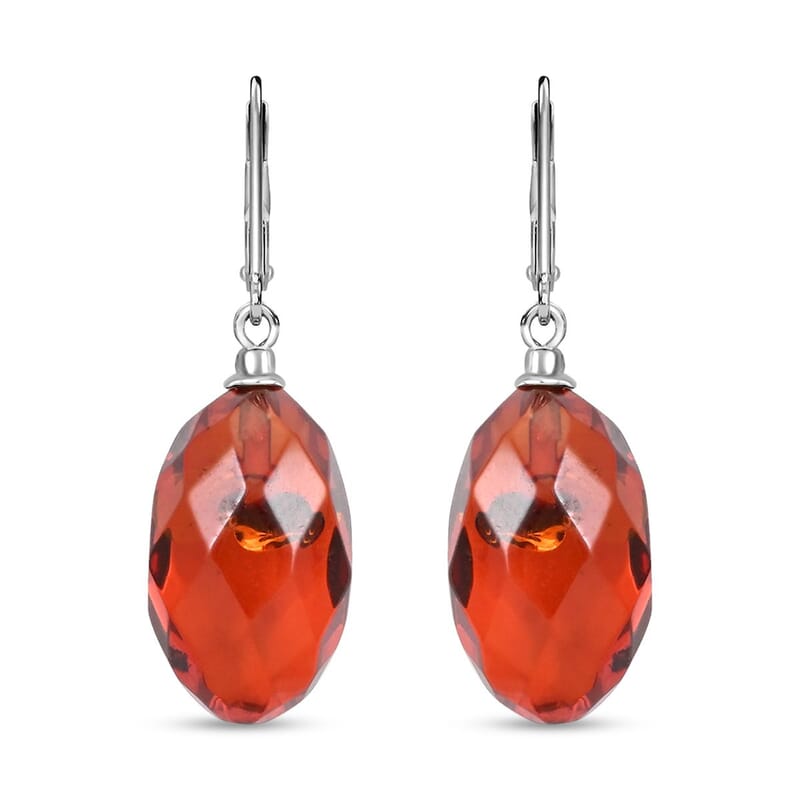 Baltic Amber Fancy Earrings in Sterling Silver