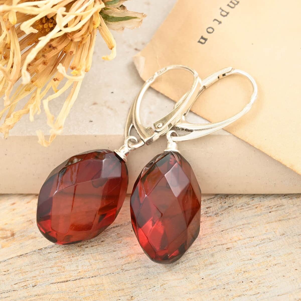 Baltic Amber Earrings in Sterling Silver image number 1