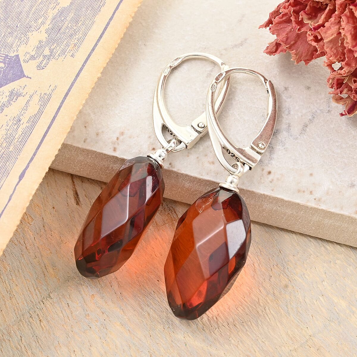 Baltic Amber Earrings in Sterling Silver image number 1