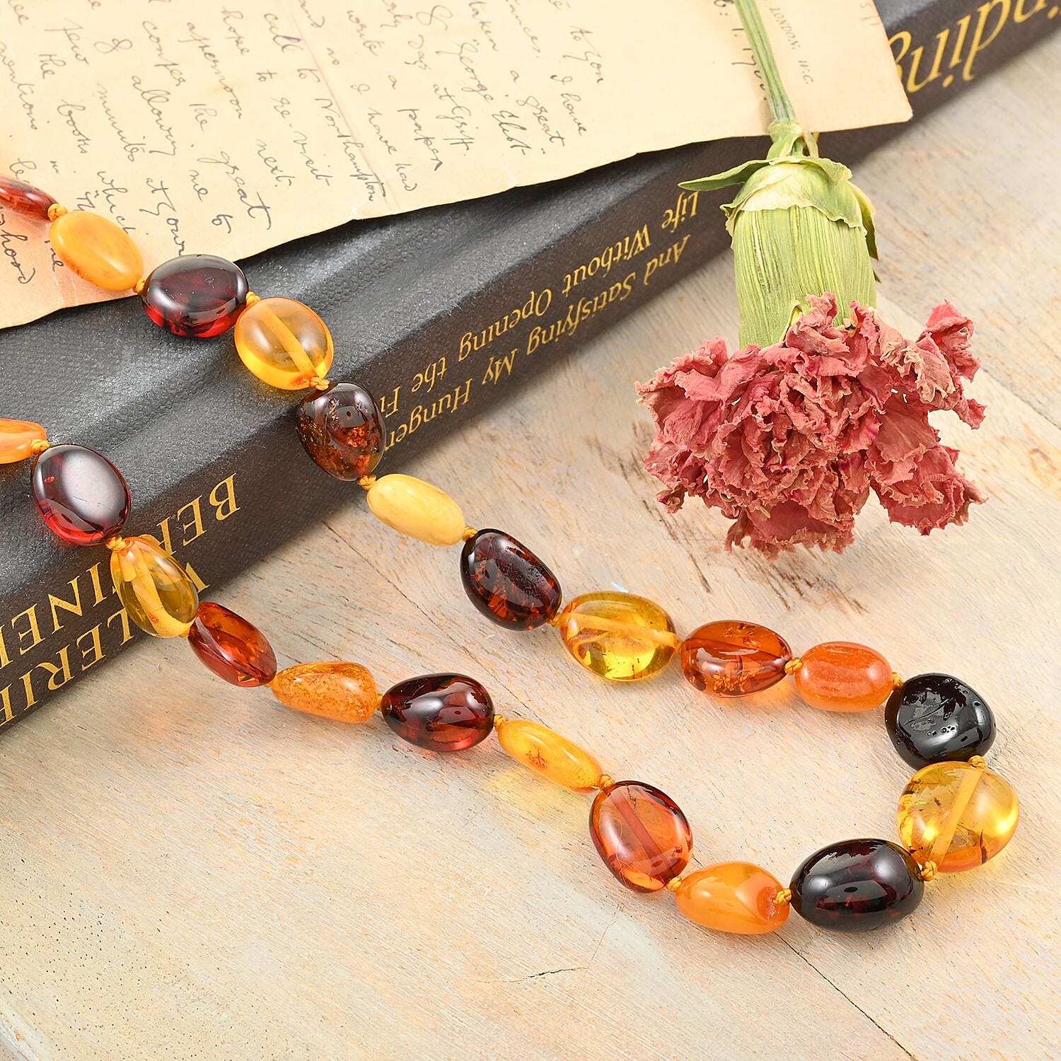 Baltic Amber Beaded Necklace, 18 Inch Necklace, Baltic Amber Jewelry, Birthday Gift