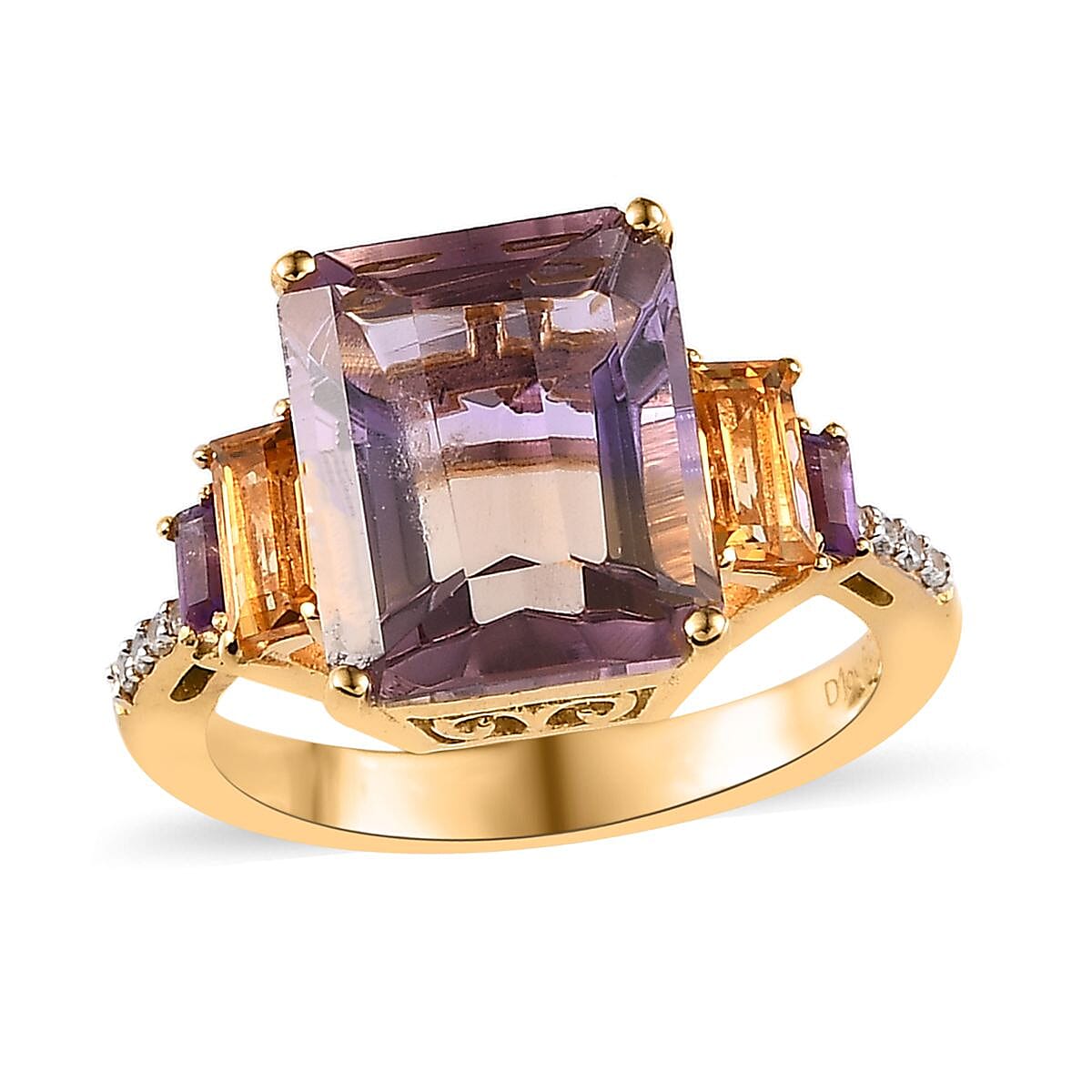 Premium Anahi Ametrine and Multi Gemstone Ring in Vermeil Yellow Gold Over Sterling Silver (Size 10.0) 6.10 ctw