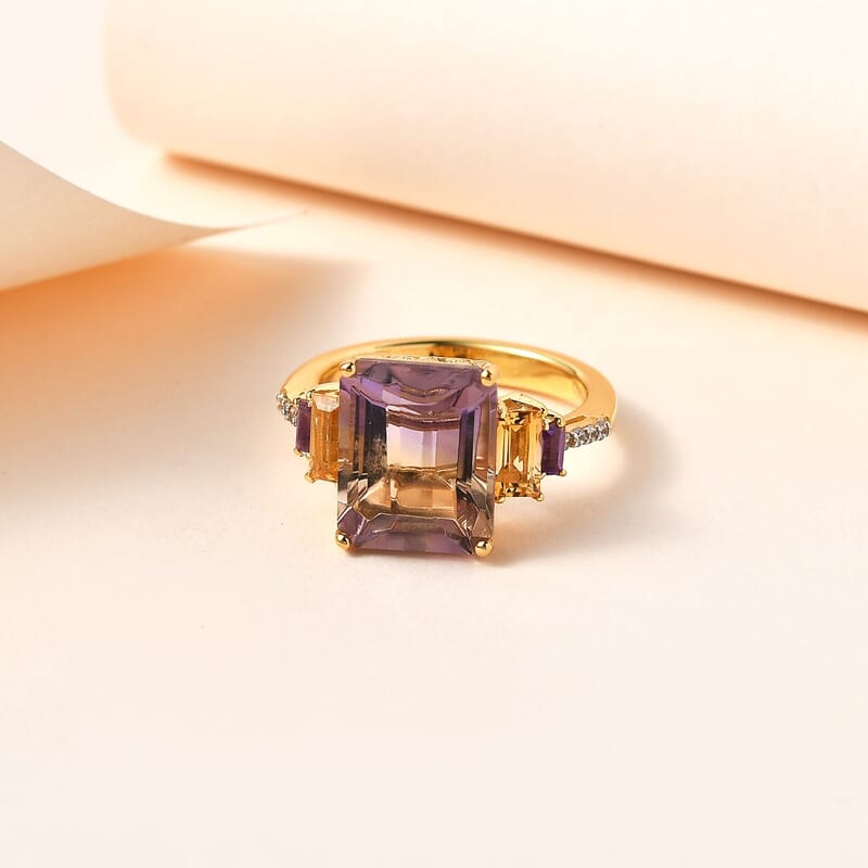 Premium Anahi Ametrine and Multi Gemstone Ring in Vermeil Yellow Gold Over Sterling Silver (Size 10.0) 6.10 ctw