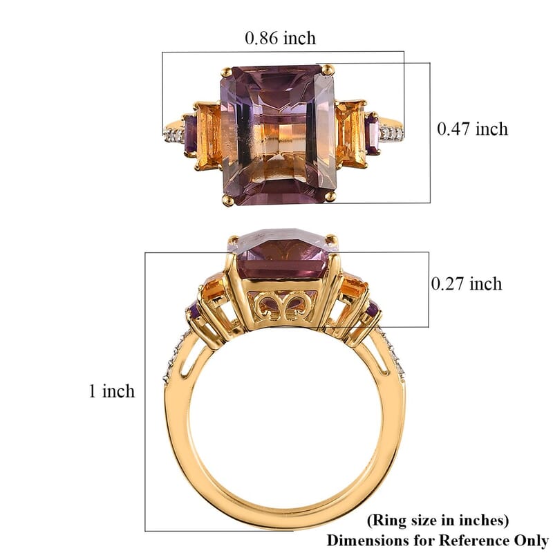 Premium Anahi Ametrine and Multi Gemstone Ring in Vermeil Yellow Gold Over Sterling Silver (Size 10.0) 6.10 ctw